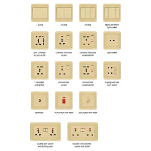 L1.5 SASO delicate appearance PC painted sockets and switches electrical british standard electric board wall switch socket