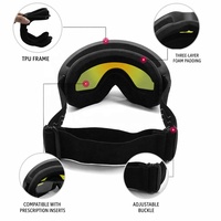 Masque de ski double couche anti-buée OTG (à porter par-dessus des lunettes), coupe-vent, anti-sable, avec lentille en TPU, pour homme et femme