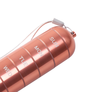 Pastillero de aluminio inoxidable Steal Mini portátil con llavero <span class=keywords><strong>7</strong></span> días organizador de pastillas semanal pastillero tableta estuche de viaje - Product Image 6