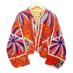 Beautiful Handmade 100% Cotton Kantha <b>Jacket</b> <b>Mandarin</b> <b>Collar</b> Full Sleeves Breathable Eco-Friendly All Season Fashionable Design - Product Image 1