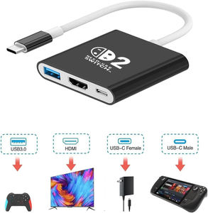 Station d'accueil <span class=keywords><strong>Tuti</strong></span> 3 en 1 USB Hub ABS HDTV 4K60Hz USB 3.0 PD 100W avec charge et mise en miroir d'écran pour Nintendo Switch 2 - Product Image 5