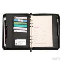 Günstige Business Notepad PU Lederbezug Konferenz Journal Ring Binder Notebook Tasche Planer Notebook mit Metall reiß verschluss