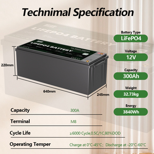 แบตเตอรี่ JREPower ขนาดใหญ่ 12V 300Ah LiFePO4 อายุการใช้งาน 10 ปี พร้อมระบบ BMS ในตัว รองรับการใช้งานมากกว่า 6000 รอบ สำหรับรถบ้านและระบบโซลาร์เซลล์ในบ้าน - Product Image 2