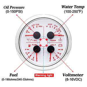 Tachimetro GPS 2 in 1 con Contagiri, Indicatore Livello Carburante, Temperatura <span class=keywords><strong>Acqua</strong></span>, Pressione Olio, Voltaggio 4 in 1 per Auto Barca <span class=keywords><strong>Marina</strong></span> (Bianco) - Product Image 3