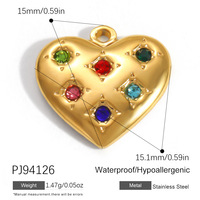 LANDY Pendentifs en acier inoxydable de styles variés (poisson, étoile de mer, cœur, fleur) avec zircon, breloques DIY pour la fabrication de bracelets et colliers