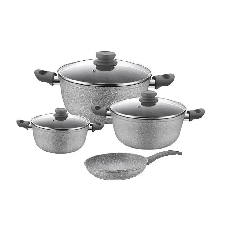 Fornitura di fabbrica 4 pezzi Set di pentole in alluminio per cucina antiaderente Set di stufe