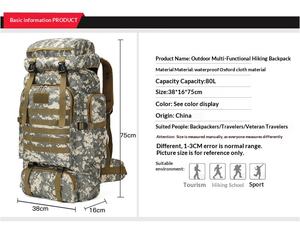 Mochila de Montañismo Impermeable de 80L, Gran Capacidad, Tela Oxford, para Senderismo y Camping al Aire Libre - Product Image 2