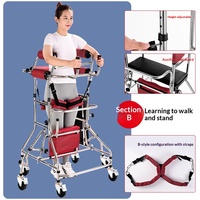 Déambulateur pour adultes, équipement de rééducation pour paralysie cérébrale, hémiplégie, entraînement des membres inférieurs, déambulateur à roulettes certifié CE