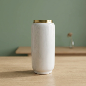 เหล็กแจกันเหล็กสีขาวที่มีขอบทอง L D. 15ซม. ความสูง: 27ซม. - Product Image 2