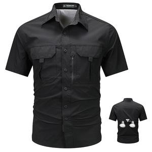 Camicia da pesca tattica a maniche corte da <span class=keywords><strong>uomo</strong></span> camicie da esterno stile Street per <span class=keywords><strong>uomo</strong></span> abbigliamento sportivo da campeggio morbido e asciutto da <span class=keywords><strong>uomo</strong></span> - Product Image 1