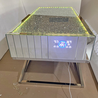 Offre Spéciale WXF-582 ARGENT Écrasé Diamant Meubles Avec support En Acier inoxydable avec haut-parleur et bleu dent LED table BASSE