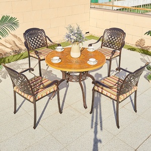 sala da pranzo in alluminio pressofuso Vintage terrazza all'aperto balcone moderno piccolo tavolo da pranzo rotondo Set 4 sedie - Product Image 3