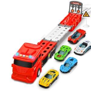 <span class=keywords><strong>Camion</strong></span> <span class=keywords><strong>Giocattolo</strong></span> Trasformabile con Rimorchio da Corsa a Inerzia per Bambini con Suoni e Luci - Product Image 5