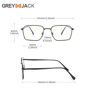 Montures de lunettes rectangulaires en métal Greyjack, monture complète, anti-lumière bleue, unisexe G023OP - Product Image 2