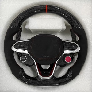 Volant de course sport en cuir forgé et fibre de carbone, chauffant, avec lumières de changement de vitesse LED rouges, compatible VW CC <span class=keywords><strong>Golf</strong></span> <span class=keywords><strong>GTI</strong></span>/R MQB Evo, montage direct - Product Image 2