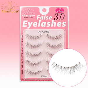 Abestyou <span class=keywords><strong>Cils</strong></span> naturels blonds brun foncé courts, bande transparente invisible, <span class=keywords><strong>cils</strong></span> 3D en vison effet croisé, colorés et effilés - Product Image 4