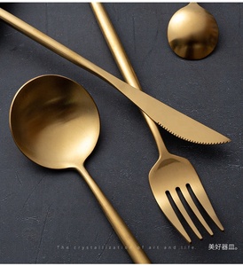 Juego de Cubiertos de Acero Inoxidable 304 de Lujo Ecológico, Acabado Mate Dorado Portugués, 20 Piezas, para Bodas y Uso Doméstico, Gran Venta - Product Image 6