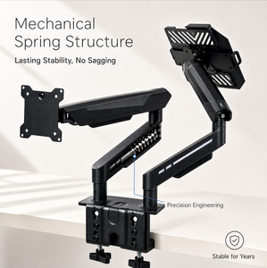 Nouveau <span class=keywords><strong>support</strong></span> de moniteur en acier allié réglable au design moderne avec bras inclinable à 90° pour deux <span class=keywords><strong>écran</strong></span>s, <span class=keywords><strong>support</strong></span> pour deux ordinateurs portables - Product Image 1