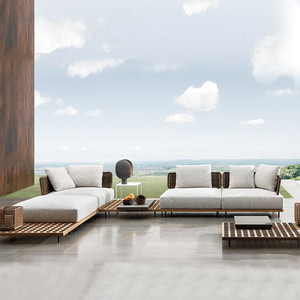 Villa moderna de color natural, atractivo estético, asientos profundos, muebles de jardín de <span class=keywords><strong>madera</strong></span>, sofá de <span class=keywords><strong>madera</strong></span> para exteriores - Product Image 5
