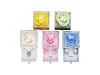 Boîte à fleurs en rose de luxe pour bagues, colliers, boucles d'oreilles, emballage pour la Saint-Valentin