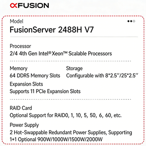 Сервер XFUSION FusionServer 2488HV7 Intel Xeon 2.5ГГц 2U 4-портовый стоечный для виртуализации, гарантия 1-3 года, в наличии - Product Image 2