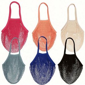 High Quality Custom Printed Logo Reusable 100% Cotton Vegetable Bag Foldable <b>Net</b> <b>Mesh</b> Tote Fishnet Bag for Food for Promotion - Product Image 1