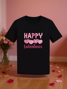 T-Shirt da Donna Taglie Forti per San Valentino, Collo Tondo, Manica Corta, Casual, Stampa Cuore Rosa, Design per la Festa degli Innamorati - Product Image 2