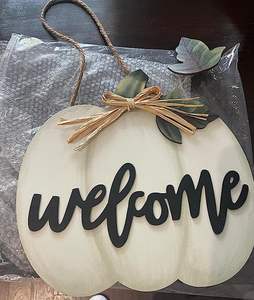 Cartel de Acción de Gracias Colgador de puerta Calabaza Cartel de bienvenida Decoración de calabaza de madera Cartel de porche colgante para la cosecha de otoño Acción de Gracias - Product Image 5