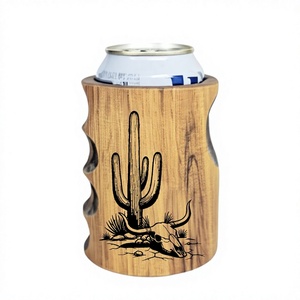 Portabevande in Legno con Design Cactus e Teschio, Isolato per Campeggio - Product Image 1