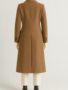 Manteau long élégant en laine de chameau pour femme, double boutonnage, coupe ajustée, vêtement d'extérieur haut de gamme pour l'hiver - Product Image 5