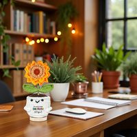 Neuer Stil Handgemachte Emotionale Positive Sonnenblumen-Häkelgeschenke Gehäkelte Topfpflanze Weihnachtsgeschenke für Enkel Ermutigungsgeschenk