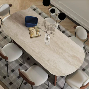 <span class=keywords><strong>Table</strong></span> à manger moderne <span class=keywords><strong>de</strong></span> style nordique avec pieds en bois massif et plateau en pierre <span class=keywords><strong>de</strong></span> 9 cm, stable, 6 places, mobilier <span class=keywords><strong>de</strong></span> luxe - Product Image 3