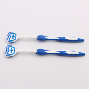 Grattoir à langue double face en plastique bleu, outil d'hygiène buccale - Product Image 5