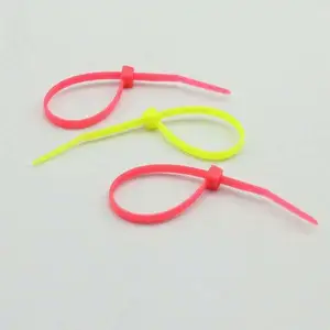 2 millimetri di Plastica di Nylon Autobloccante In Nylon Resistente Al Neon Rosso Fluorescente Cable Wrap Zip Cravatta
