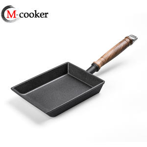 Poêle à frire en fonte de conception coréenne revêtement en émail manche en bois poêle à fond plat carré <span class=keywords><strong>pour</strong></span> la cuisson des œufs spaghetti tamagoyaki - Product Image 5