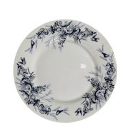 4Pcs Piring Keramik Biru Bermotif Bunga, Piring Makan Porselen Botani Vintage untuk Makan & Dekorasi