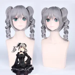 Ainiz Zilvergrijze 40Cm Dubbele Paardenstaart Synthetische Pruik Van Cinderella Meisjes: starlight Stage Rol Van Kanzaki Ranko Voor Meisjes