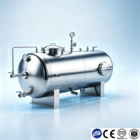 Tanque de Almacenamiento Sanitario Horizontal de 500-20000L, Acero Inoxidable SS316L, Acabado Espejo, para Agua de Destilación, Certificado ASME y CE, de Fábrica