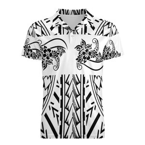 Polo vierge personnalisable avec logo, grande <span class=keywords><strong>taille</strong></span> homme, col rabattu, motif tribal polynésien, respirant - Product Image 4