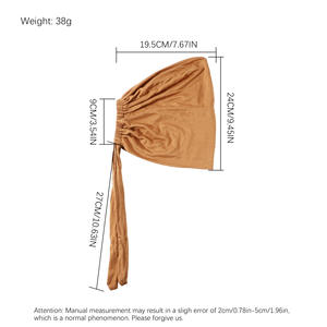 Chapeau turban en coton mercerisé pur de style décontracté de haute qualité, chapeau musulman, bonnet de base avec bande élastique réglable - Product Image 4