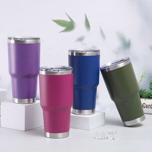 Gobelet isotherme en acier inoxydable avec logo personnalisé, 20 oz, revêtement poudré, pour l'extérieur, 30 oz, tasse de voyage isolée, gobelet à café de voyage - Product Image 4