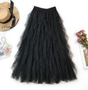Ecowalson Mode Tutu Tüll Rock Frauen Langer Maxirock Frühling Sommer Koreanisch Schwarz Rosa Hohe Taille Falten rock Weiblich - Product Image 2