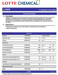 Grânulos de plástico de resina PP J-550s PP de alto brilho e transparência para grau médico