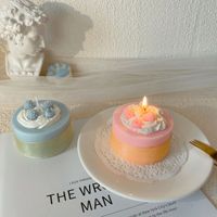 Bougie artisanale en cire de soja en forme de gâteau, romantique, mignonne, cadeau pour fille, chambre à coucher, sans fumée, parfumée, boîte cadeau d'anniversaire, fête
