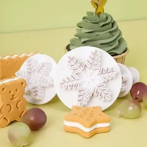 3 Stks/set Sneeuwvlok Plunjer Vorm Cake Decoreren Tool Biscuit Cookie Cutters Cupcake Mal Fondant Snijder