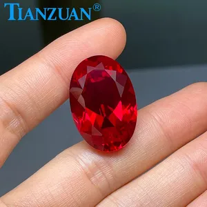 TIANZUAN JEWELRY Big Size Synthetic Ruby 5#Red 20x30mm Oval Shape Loose Gemstone