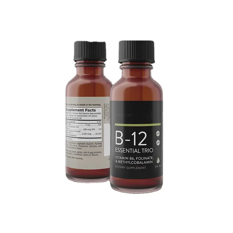 High quality Wholesale manufacturer OEM Vitamin B12 Drops, Support logo customization, label printing, 60 ml