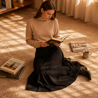 Jupe évasée trapèze mi-longue en mélange de laine tricotée respirante personnalisée pour femme, idéale pour le bureau et le quotidien en ville en automne
