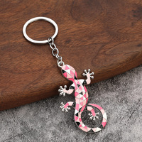 Porte-clés en métal 3D souvenirs de plage, dinosaure, animal, cobra, serpent, breloque créative pour sac, dessin animé, gecko