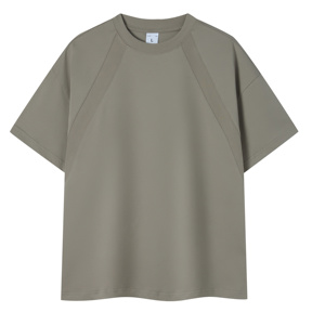 T-shirt da Uomo Oversize in Puro Cotone con Patchwork di Tendenza, Stile Basico, Lavorazione Tridimensionale, Vendita all'Ingrosso - Product Image 5
